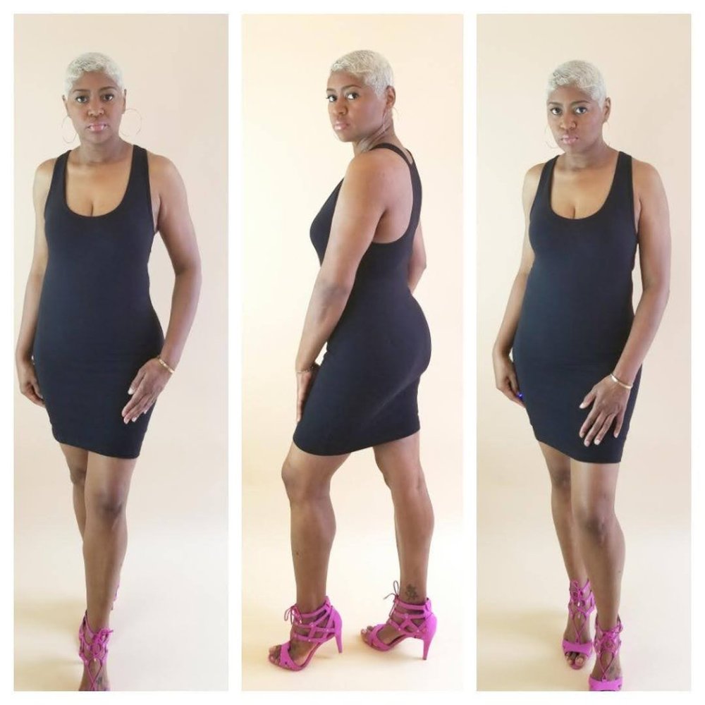 Basic Racerback Tank Dress Black
